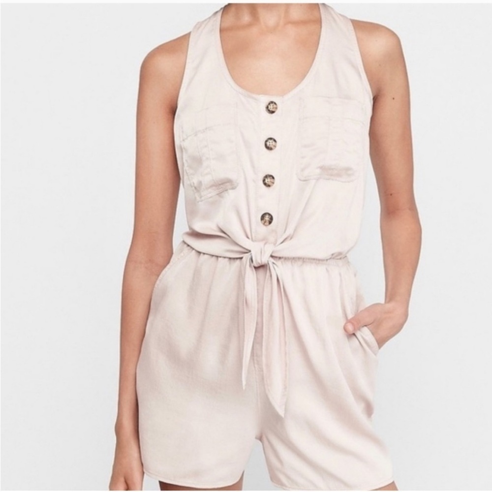 Express blush tie waist romper l